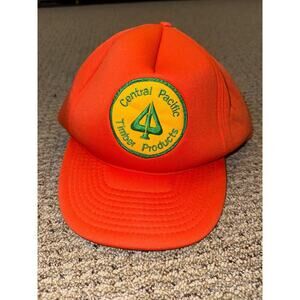 vintage central pacific timber products orange snap back hat